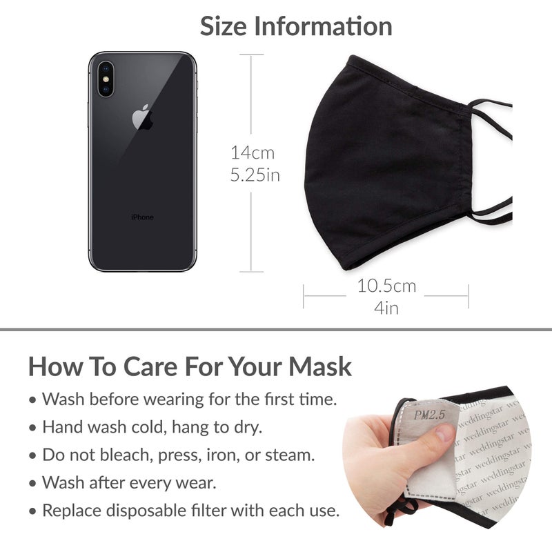 WEDDINGSTAR 3-Ply Adult Washable Cloth Face Mask Reusable and Adjustable with Filter Pocket - Blue Modern Floral - Image 5